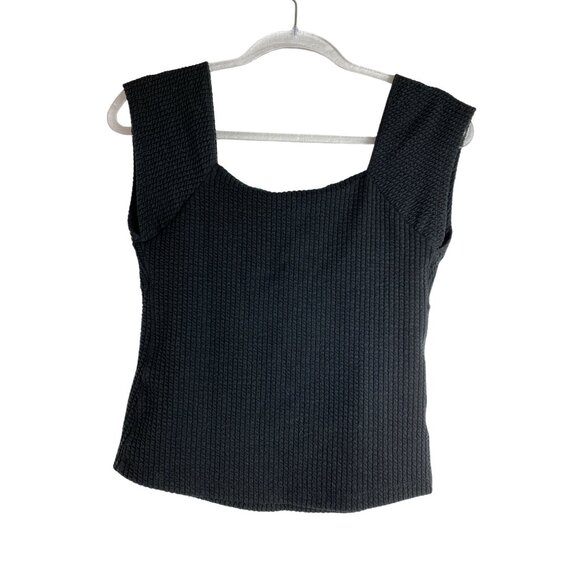 Maeve By Anthropologie Textured Black Stretch Top Small Shirt Sexy Retro Classic - Picture 2 of 6